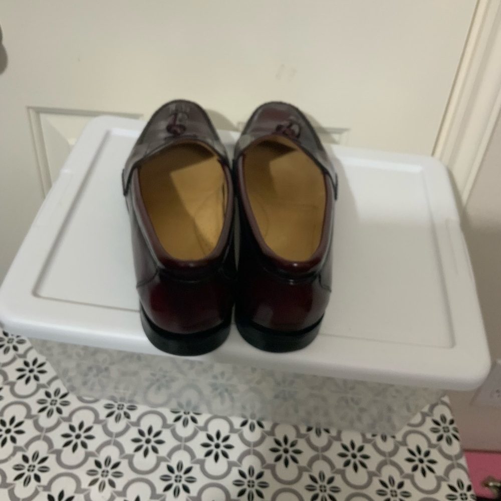 G H Bass Men Tassel Leather Loafers. The color is Wine. - Picture 2 of 4